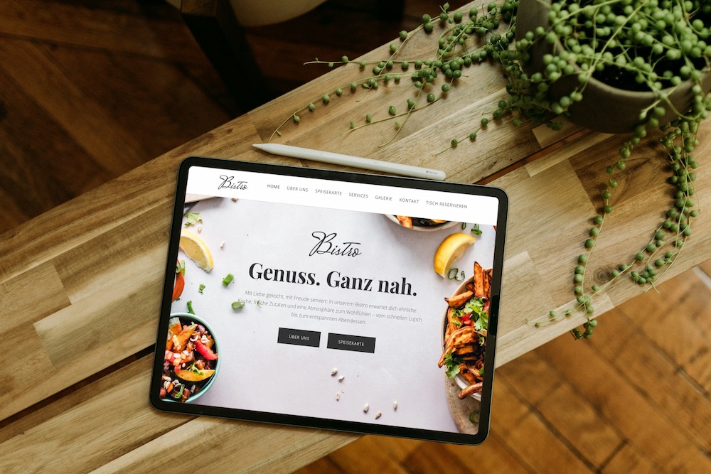 Restaurant Website präsentiert auf einem Tablet